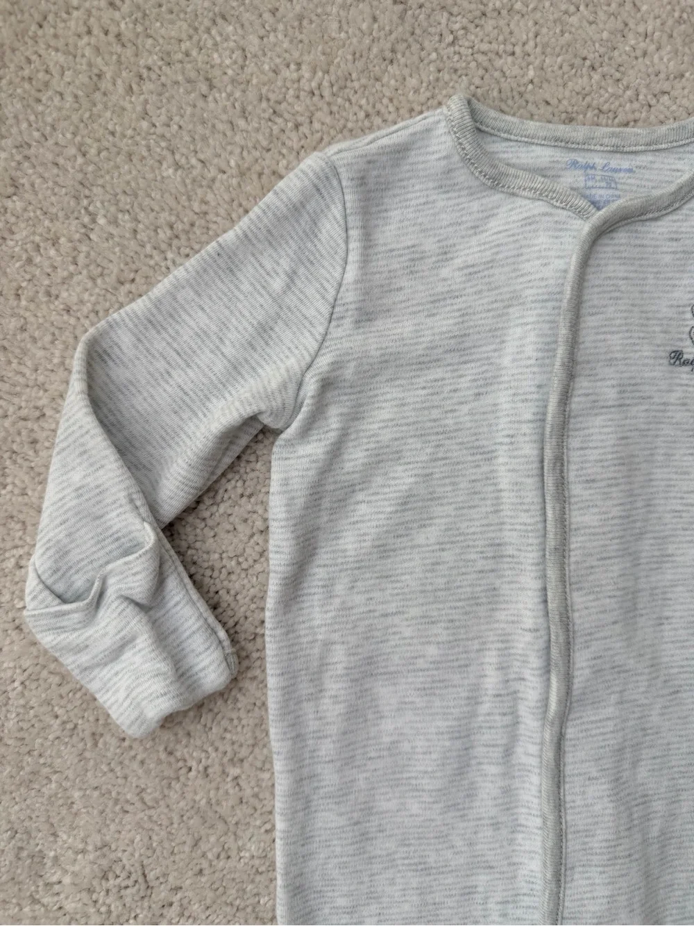 Ralph Lauren Light Gray Baby Footed One-Piece